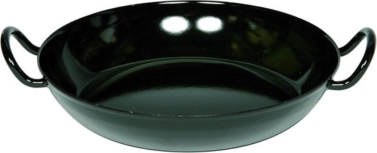 0603-022, Slemmerpan 30, CLASSIC - ZWARTEMAILLE, diameter 30 cm, hoogte 7,9 cm, email, zwart, serveerpan, gourmetpan