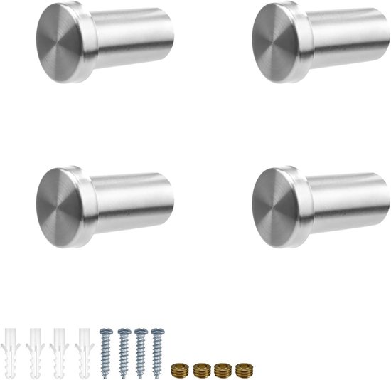 0XBIT Coat Hooks, 4 Pcs Silver Wall Hooks, Stainless Steel Home Hooks Hook Hooks Towel Hooks for Bathroom Bedroom - ShopVlot