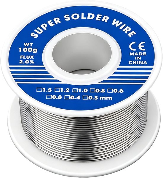 1 mm soldeerdraad 100 g voor elektronische reparaties, tin soldeerspoel met kolofaankern, ideaal voor solderen en elektrische projecten