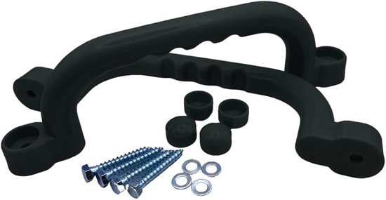 1 paar handgrepen, 2 stuks hoogwaardige kunststof handgrepen, leuningen 240 x 75 mm, voor steltenhuizen, stapelbedden, speelhuisjes en speeltorens, zwart