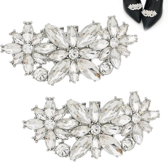 1 paar kristallen schoenclips strass gespen van kristal - Bloemvormig - Afneembare klembevestiging voor schoenen/laarzen/hoge hakken - Accessoires voor doe-het-zelf schoenen voor bruid bruiloft van CosySchuh