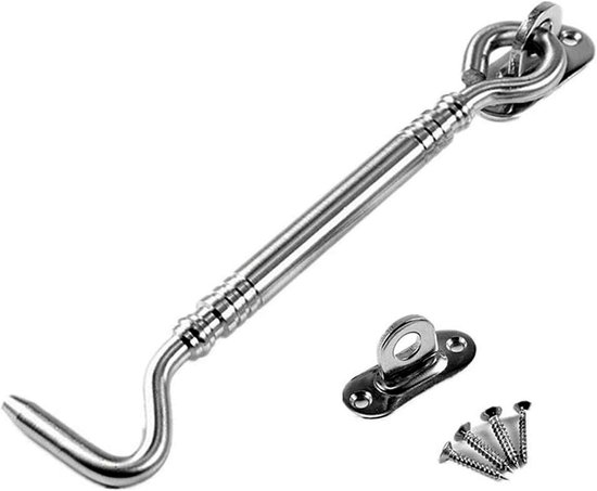 1 Pack Stainless Steel High Performance Cabin Hook and Eye Lock for Barn Gate Garage Door (8 Inches, 20 cm) - ShopVlot