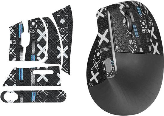 1 set muis anti-slip grip tape voor Logitech MX Vertical, zweetbestendig, eenvoudig te gebruiken, zelfklevend ontwerp, professionele muizen upgrade kit, zwart bedrukt patroon