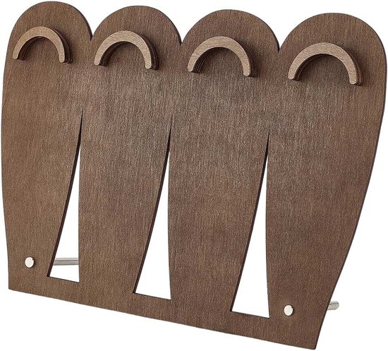 1 set sieradenstandaard van hout, bruin, waterdruppelvorm, organizer, 4 vakken, halskettingen, armbanden, perfect voor het opbergen van tentoonstellingen en sieradenverkopers