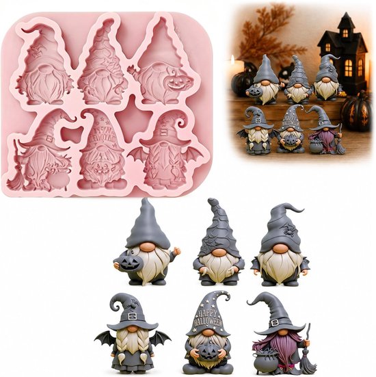 1 siliconen mal voor kabouters van flexibel materiaal, veelzijdige vorm voor Halloween-decoratie, duurzame siliconen, geschikt voor Halloween-knutselprojecten en creatieve ideeën