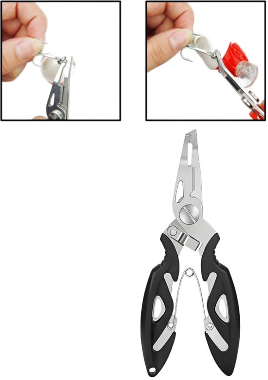 1 stuk - Multifunctionele vistang - Roestvrijstalen veermechanisme - Lijnsnijder en haakverwijderaar - Vistang - 12,5 cm * 4,6 cm - Voor dagelijks zeevissen, het verwijderen van haken en het doorsnijden van vislijnen - Zwart, zilver van Merkloos
