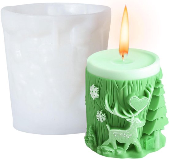 1 stuk rendier, kerstboom, cilinder, kaarsvormen voor het maken van kaarsen, snoep chocolade fondantmallen hars gietvorm voor handgemaakte zeep aromatherapie
