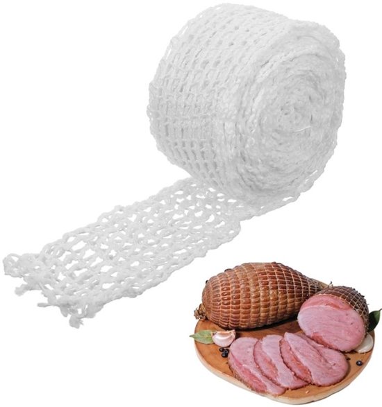 1 stuk - Rolladenet - vleesnet rol - voedselveilig braadnet - elastisch net - perfect voor braden, roken, luchtdrogen - wit - 3 m