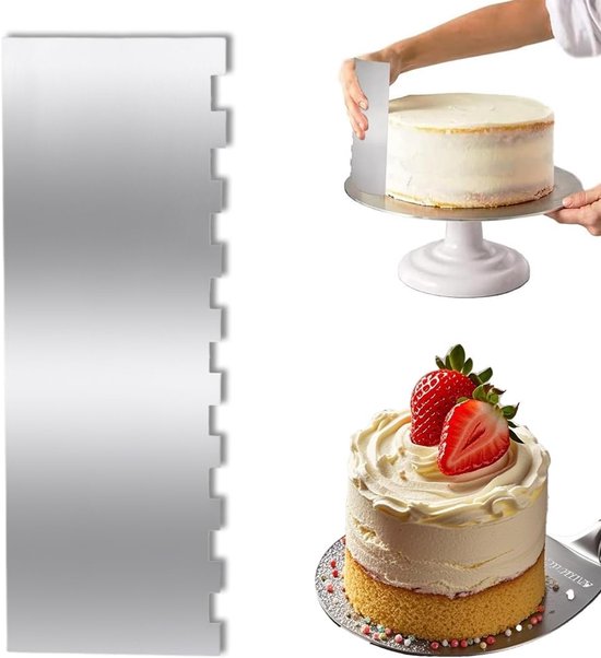 1 stuk taartspatel taartschraper roestvrij staal 22 x 8 cm zilver voor verschillende vormen van kam-taartranden, taartspatel taartschraper voor mousse botercrème