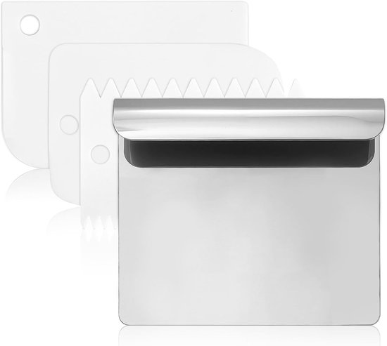 1 stuks deegschraper roestvrij staal, groenteschep, universele hulp deegschraper, keukenspatel voor fruit, groenten, deeg, brood, bakken, pizza, cake, koekjes, keukenbenodigdheden (14 x 12 cm).