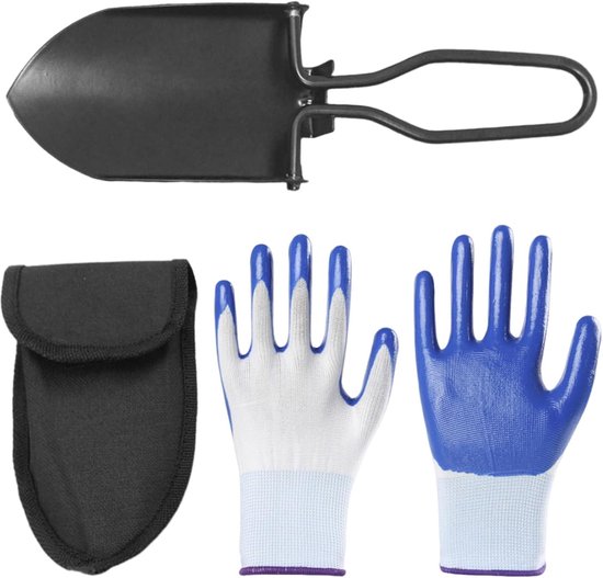1 tuinschop met opbergtas, 1 paar tuinhandschoenen, multifunctionele opvouwbare schep, kleine tuinschep om te wieden, draagbare schep