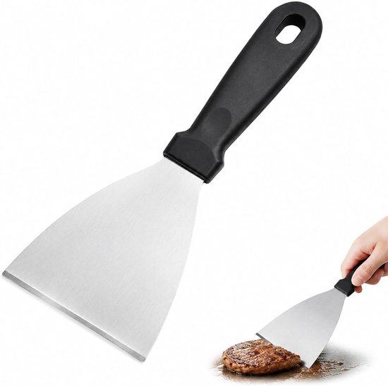 1 x professionele driehoekige spatel van roestvrij staal, grillpalet van roestvrij staal, schraper voor plancha en gebak, driehoekige spatel van roestvrij staal om te strijken, vaatwasmachinebestendig