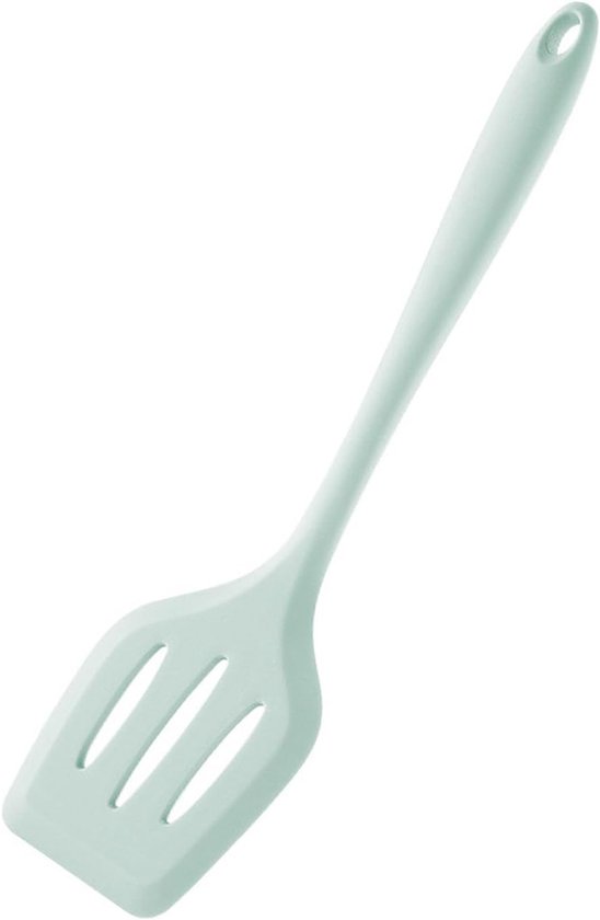 1 x spatel van siliconen, sleuf en solide design, extra lang en anti-aanbaklaag, voor het draaien, persen en koken van vis, eieren, pannenkoeken (groen)