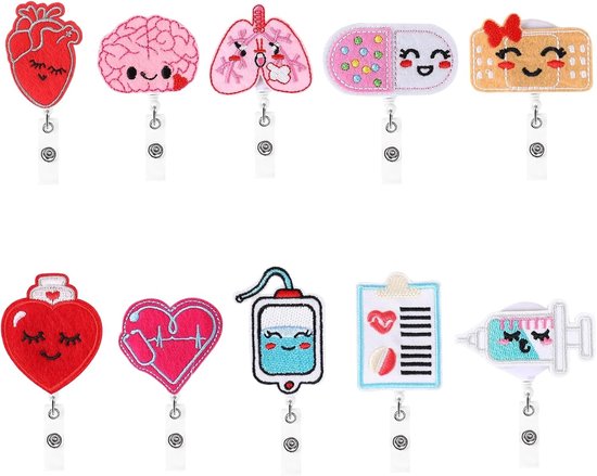 10 Badges Reels met Draai Clip – Badge Houder voor Medisch Personeel, Leraren en Studenten, Ideaal voor Identificatie en Toegang