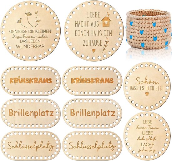 10-delige haken set met mandbodem, houten opbergdoos, DIY haakaccessoires en cadeau voor creatievelingen
