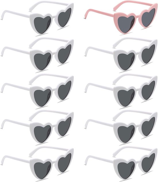 10 Hartvormige Zonnebrillen - Elegante Set van Duurzaam Materiaal met Breed Toepassingsgebied . van Merkloos