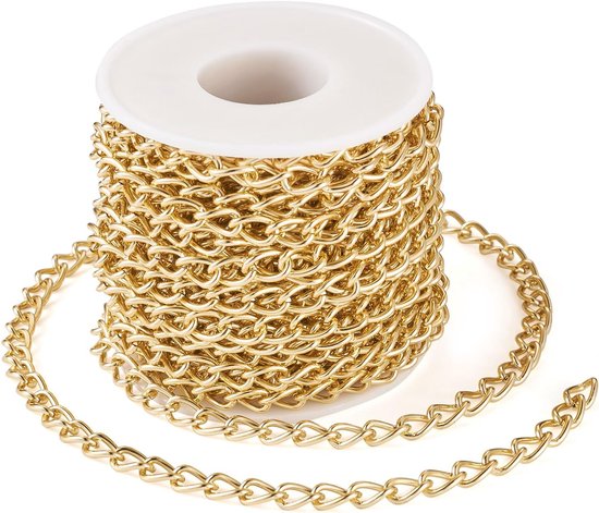 10 Meter Aluminium Curb Kettingen Gouden Twisted Extender Kettingen Ongelaste Extender Link Kettingen met Spoel voor DIY Ketting Sieraden Maken