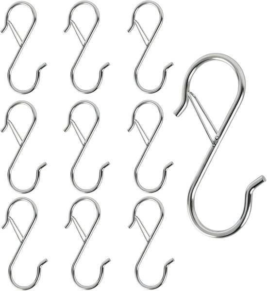 10 S-haken met anti-valsysteem voor huis- en keukenorganisatie, zelfklevende wandhaken, multifunctionele kapstokhaken voor optimale ruimtebesparing en handige organisatie