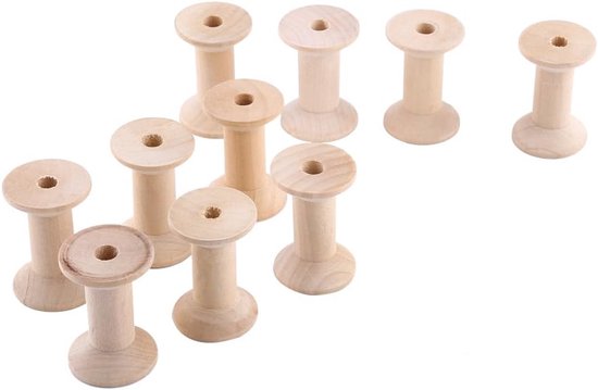 10 stks Houten Lege Spoel 47mm x31mm Lege Draad Spoelen Natuurlijke Draad Weven Klossen