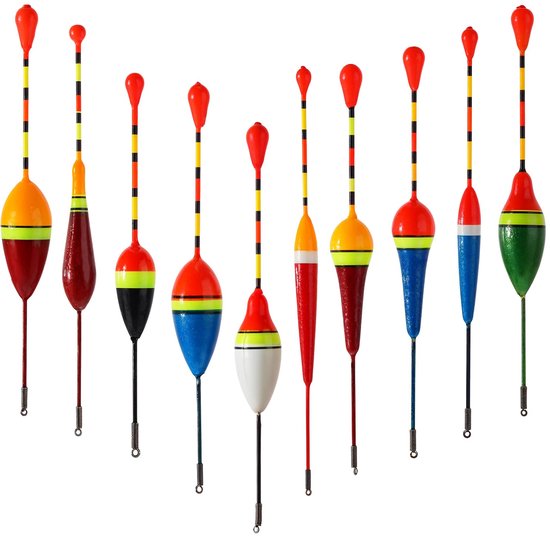 10 stuks drijvers vissen, dobbers vissen hengeldobbers bobbers vissen forel dobbers hengelstoppers visaccessoires en drijverset voor verschillende vissoorten