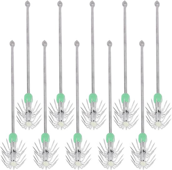10 Stuks Dubbele Laag Octopus Haken, Aantrekkelijk voor Vissen, Luminous Ontwerp, Sterke Penetratie en Perfect voor Squid Bait en Jigging van Merkloos
