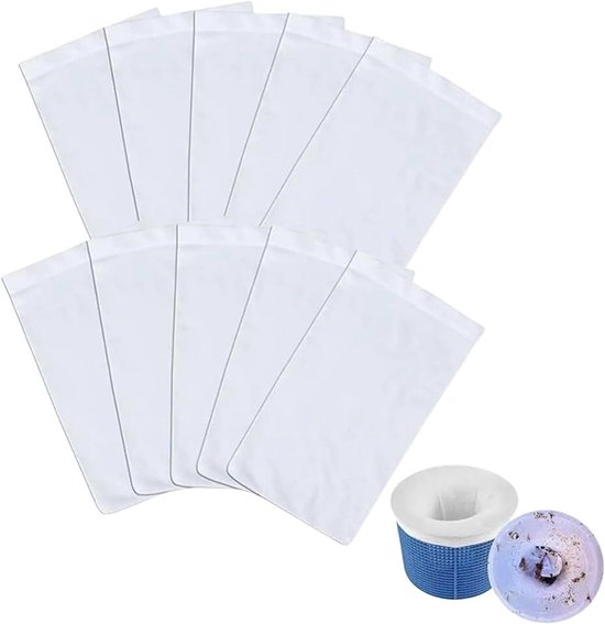 10 stuks filtersokken voor zwembad, skimmer, zwembadsokken, netfilterkous, skimmersokken voor filtermand en skimmermand, fijne filtering, accessoires, herbruikbaar