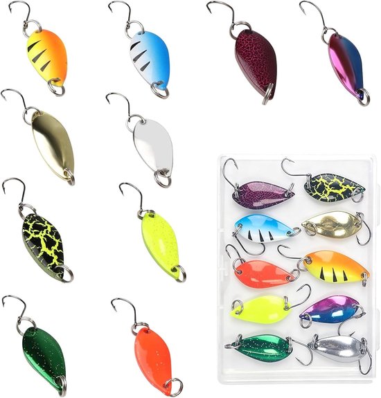 10 stuks forelaas, lepelset, lepels, forel, visaccessoires, forel, forellepel met doos voor een groot aantal vissen (2,5 g/3,5 g/5 g)
