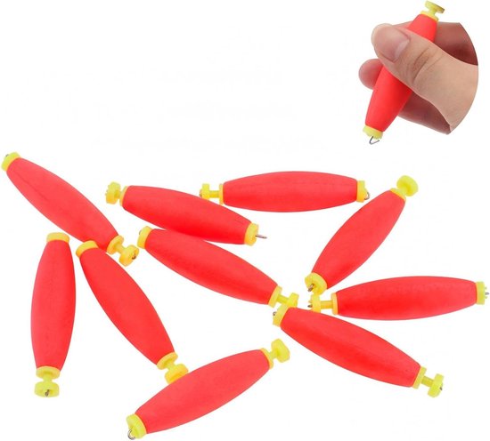10 Stuks Gewogen Vissersbobbers - Drijvende Foam Float met Snap-On Bevestiging, Perfect voor Vissen en Hengelsport Accessoires van Merkloos
