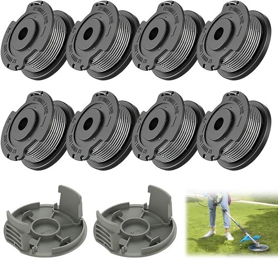 10 stuks grastrimmer draadspoel Ø 1,6 mm - 6,1 m lengte, ideaal voor grasmaaien, tuinonderhoud en landschapsverzorging (8 spoelen + 2 dopjes)