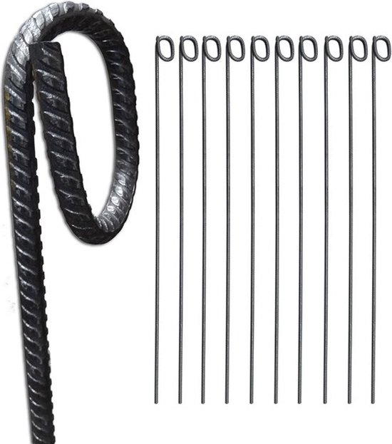 10 stuks Grondpennen 130 cm | Pennen voor afzetgaas - Betonijzer - 1 cm diameter van Perel