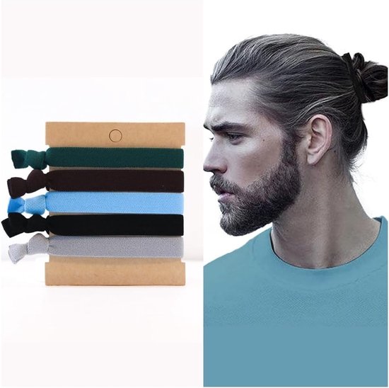 10 Stuks Haarbanden voor Mannen, Elastische Haaraccessoires voor Lang Haar, Ideaal voor Sport en Krullend Haar in Groen