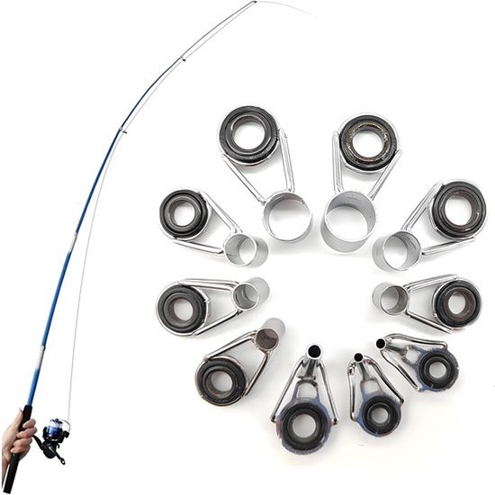 10 Stuks Hengel Gidsringen RVS Keramiek Hengelringen Punt Ring Hengel Ring Gids Ring Hengel Gids Ring Draagbare Hengel Reparatie Kit voor Reparatie Vervanging