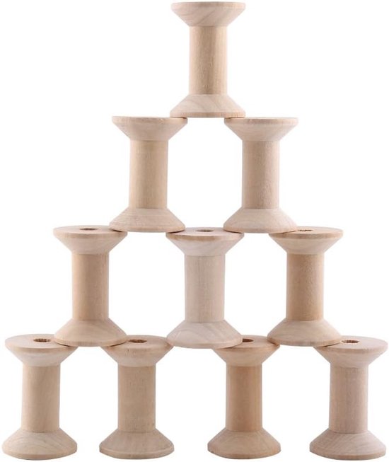 10 Stuks Houten Lege Spoelen voor Draad, Eco-vriendelijk en Duurzaam, Perfect voor Organisatie en Creatieve Projecten