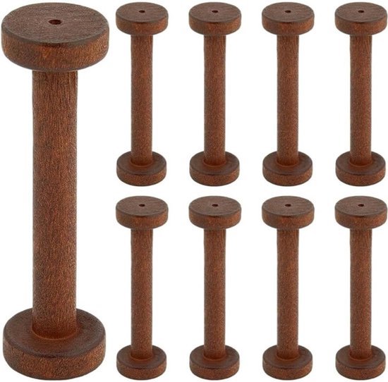 10 Stuks Houten Spoelen 28 x 96 mm voor linten en draad - Lege spoelen voor weven, haken en creatieve projecten - Organiseer je textiel en Doe-het-zelf Kunst en Ambachten