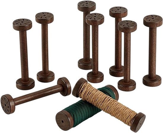 10 Stuks Houten Spoelen 9.5 x 4 cm Lege Draad Spoelen voor Sieraden, Borduren en Creatieve Projecten - Koffiekleur