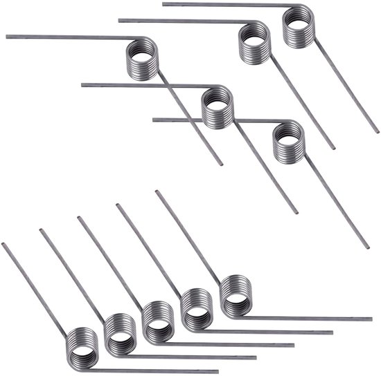 10 Stuks Kleine Torsiespringen van RVS, Draaddiameter 0.7mm, Buiten Diameter 5mm, 9 Spoelen, 120 Graden Hoek, Voor Precisietoepassingen en Mechanische Projecten