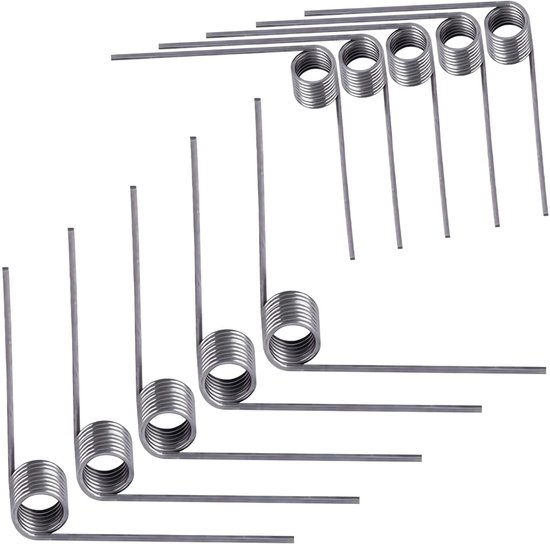 10 Stuks Kleine Torsiespringen van RVS, Draaddiameter 0.7mm, Buiten diameter 5mm, 9 Spoelen, 90 Graden Hoek, Ideaal voor Mechanische Toepassingen en DIY Projecten