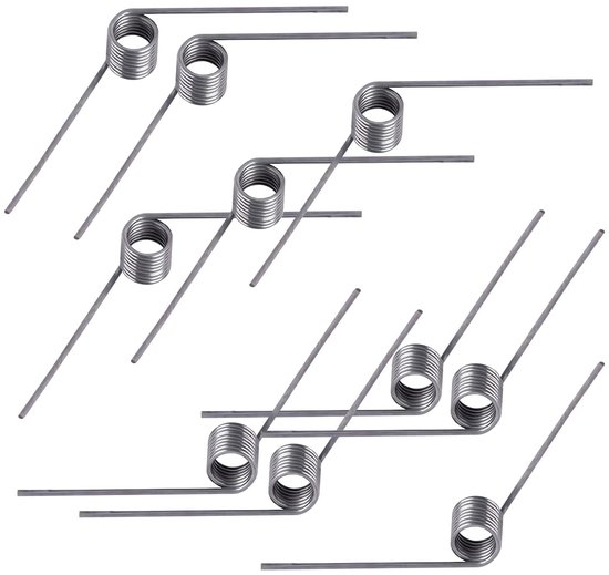 10 Stuks Kleine Torsiespringen van RVS, Draaddiameter 0.7mm, Buitendiameter 4mm, 9 Spoelen, 120 Graden Hoek, Ideaal voor Klussen en Hobby's