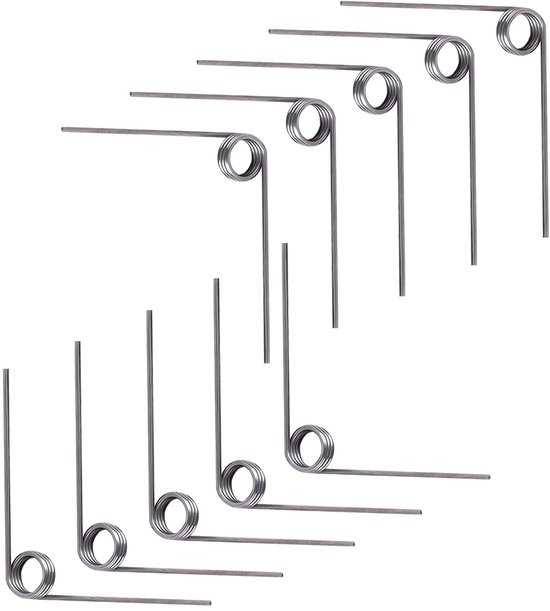 10 Stuks Kleine Torsiespringen van RVS, Draaddiameter 0.7mm, Buitendiameter 5mm, 3 Spoelen, 90 Graden Hoek, Ideaal voor Hobby en Klussen