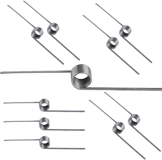 10 Stuks Kleine Torsiespringen van RVS, Draaddiameter 0.7mm, Buitendiameter 5mm, 6 Spoelen, 180 Graden Hoek, Ideaal voor Mechanische Toepassingen