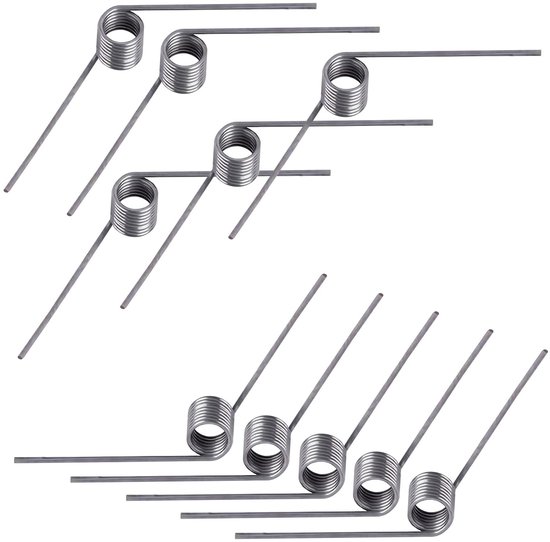 10 Stuks Kleine Torsiespringen van RVS, Draaddiameter 0.7mm, Buitendiameter 5mm, 9 Spoelen, 120 Graden Hoek, Ideaal voor Mechanische Toepassingen en DIY Projecten van Merkloos