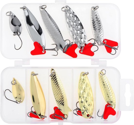 10 Stuks Metalen Visserslures - Spinner Baits en Lepels voor Zoet- en Zoutwater, Ideaal voor Forel, Baars en Zalm