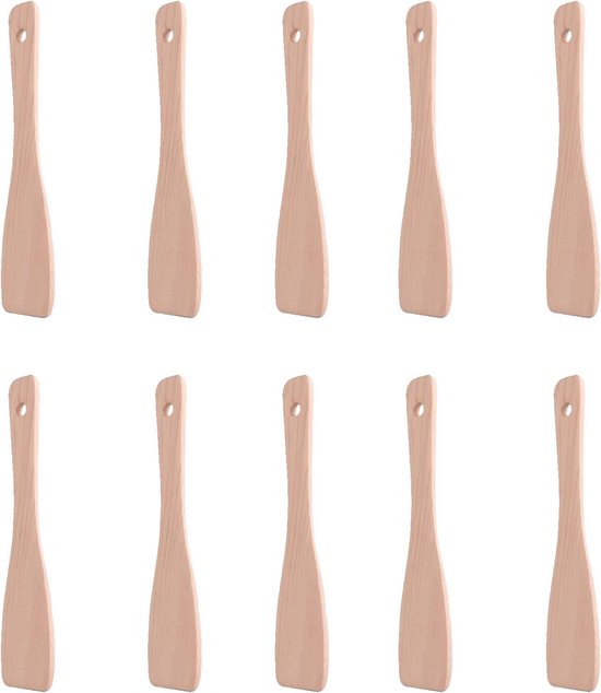 10 Stuks Natuurlijke Houten Schop Houten Schop Boter Crème Spatel Ideaal voor Het Verwijderen van Kaas, Aardappelen, Hroenten en Vlees uit Pannen(Houten)