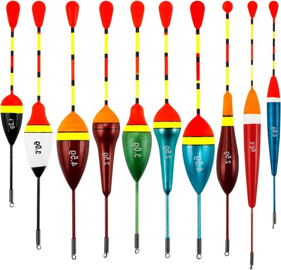 10 Stuks Ovalen Vissen Floats met Hoge Gevoeligheid voor Diverse Vissoorten - 0.5g tot 4.5g van Merkloos