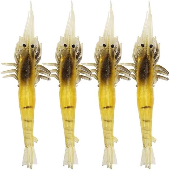 10 Stuks Realistische Kunstmatige Garnalen Loodjes voor Vissen - Plastic Soft Lures, Vissport Accessoires, Diverse Kleuren, Maat S van Merkloos
