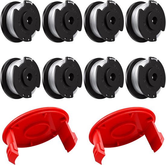 10 stuks reservedraadspoel voor Einhell GE-CT 18/28 Li en GE-CT 18/28 Li TC 4,9 m x 1,6 mm accu-grastrimmer-accessoires, voor Einhell reservedraadspoel TLE-03, spoelafdekking TLE-03-1