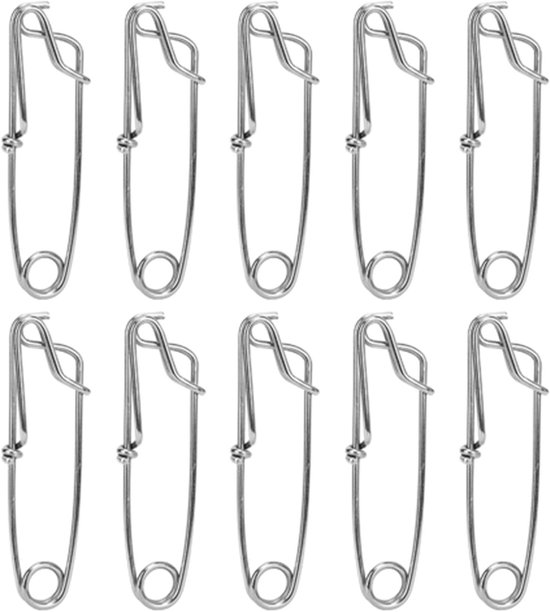 10 stuks RVS takkenhangers met snap clip voor het vissen met lange lijnen - 3.9x0.1in, ideaal voor zeevissen, hengelsportaccessoires en visgerei