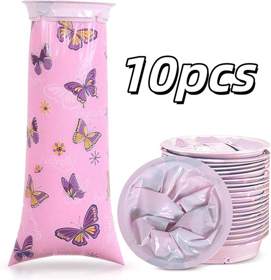 10 stuks Spuugzakken- braakzakjes van 1000 ml - Lekvrij ontwerp - Noodtassen voor in de auto - Schoonmaaktassen voor op reis - 15,5*35 cm - Voor op reis - roze van Merkloos