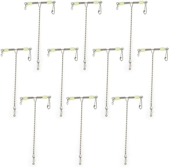 10 Stuks T-vormige Draaisnaps van RVS, Driehoekige Rolling Swivels met Luminous Parels voor Effectief Vissen en Diverse Hengelsituaties