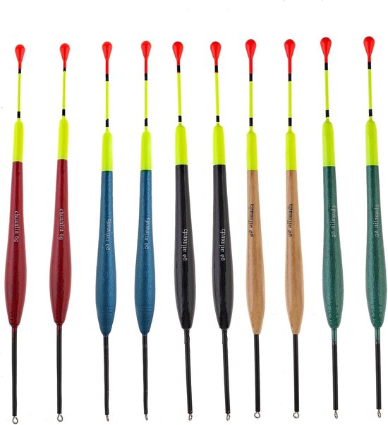 10 Stuks Vissersdobbers in 5 Kleuren, Houten Glijders en Slipperdobbers voor Catfish en Forel Accessoires